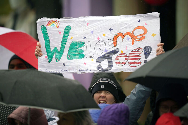 People awaiting the arrival of US President Joe Biden in Dundalk, Co Louth, during his trip to the island of Ireland.Picture: Niall Carson/PA Wire