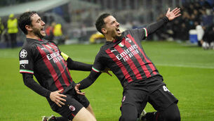 <p>Ismael Bennacer’s first-half goal gives AC Milan a 1-0 advantage against Napoli in their Champions League quarter-final. Pic:Luca Bruno/AP</p>