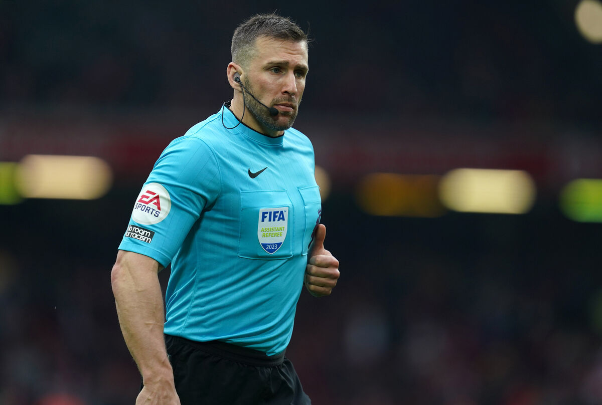 Assistant referee Constantine Hatzidakis will not officiate until an investigation over an alleged elbow on Andy Robertson has been completed. Picture: Thomas Ash