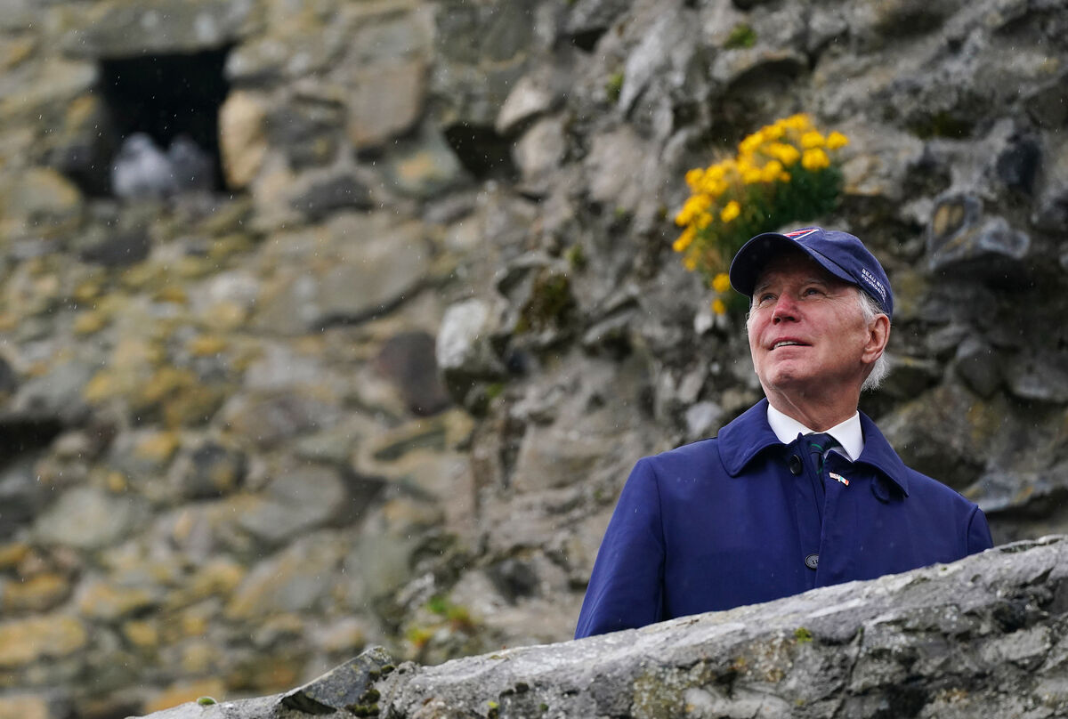 US president Joe Biden at Carlingford Castle, Co Louth, on Wednesday.