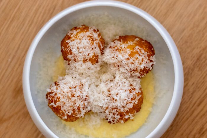 Waterman House Arancini with Young Buck Custard