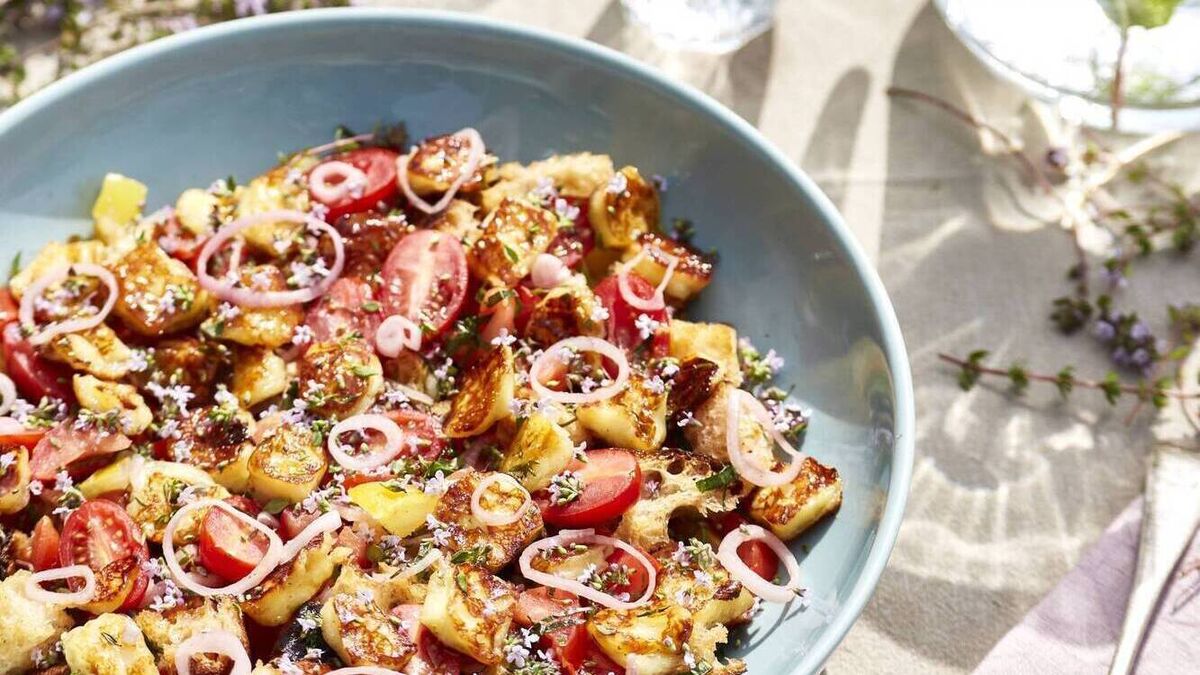 Erin Bunting's Honey-Glazed Halloumi Panzanella with Thyme