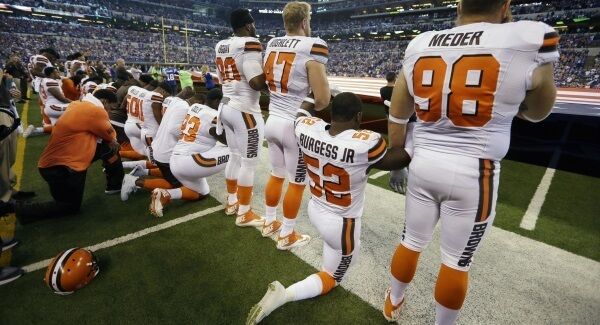 Cleveland Browns take a knee.