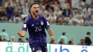 <p>WANTED MAN: Brighton's Alexis Mac Allister celebrates after scoring for Argentina during the 2022 World Cup. Pic: AP Photo/Natacha Pisarenko</p>