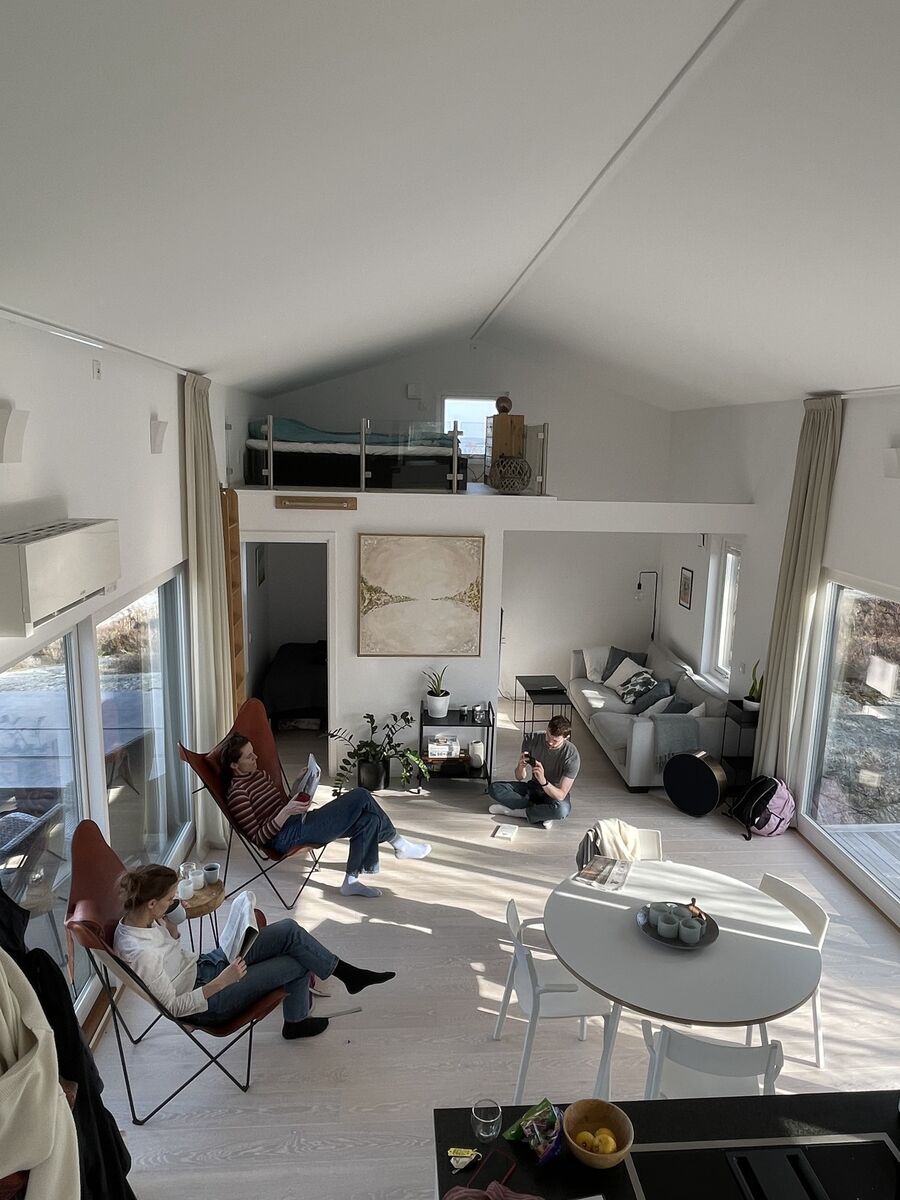 The home features four bedrooms and a stylish open design