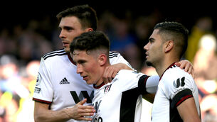 <p>Harry Wilson (centre) was on target with Fulham’s second goal (Ian Hodgson/PA)</p>