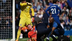 <p>INJURY DOUBT: Evan Ferguson of Brighton &amp; Hove Albion receives medical treatment during the Premier League match between Chelsea FC and Brighton &amp; Hove Albion at Stamford Bridge on April 15, 2023 in London, England. (Photo by Mike Hewitt/Getty Images)</p>