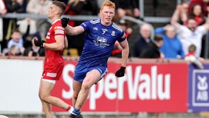<p>BRAVE MANS GAME: Monaghan's Ryan O'Toole celebrates scoring the winning goal. Pic: INPHO/Laszlo Geczo</p>