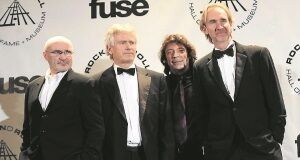 Hackett with fellow Genesis member Phil Collins, Tony Banks and Mike Rutherford at the Rock And Roll Hall of Fame Induction Ceremony in New York in 2010. Pictures: Getty