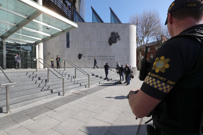 Security at the Special Criminal Court today. Security at the Special Criminal Court today.