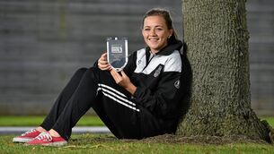 <p>RISING STAR: 6th of October 2014; Raheny United's Katie McCabe who was presented with the Continental Tyres Women's National League Player of the Month Award for September. FAI Headquarters, Abbotstown, Dublin. Picture credit: Barry Cregg / SPORTSFILE</p>