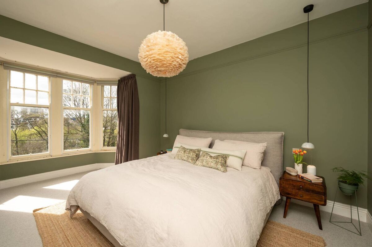 Bright bedroom with views