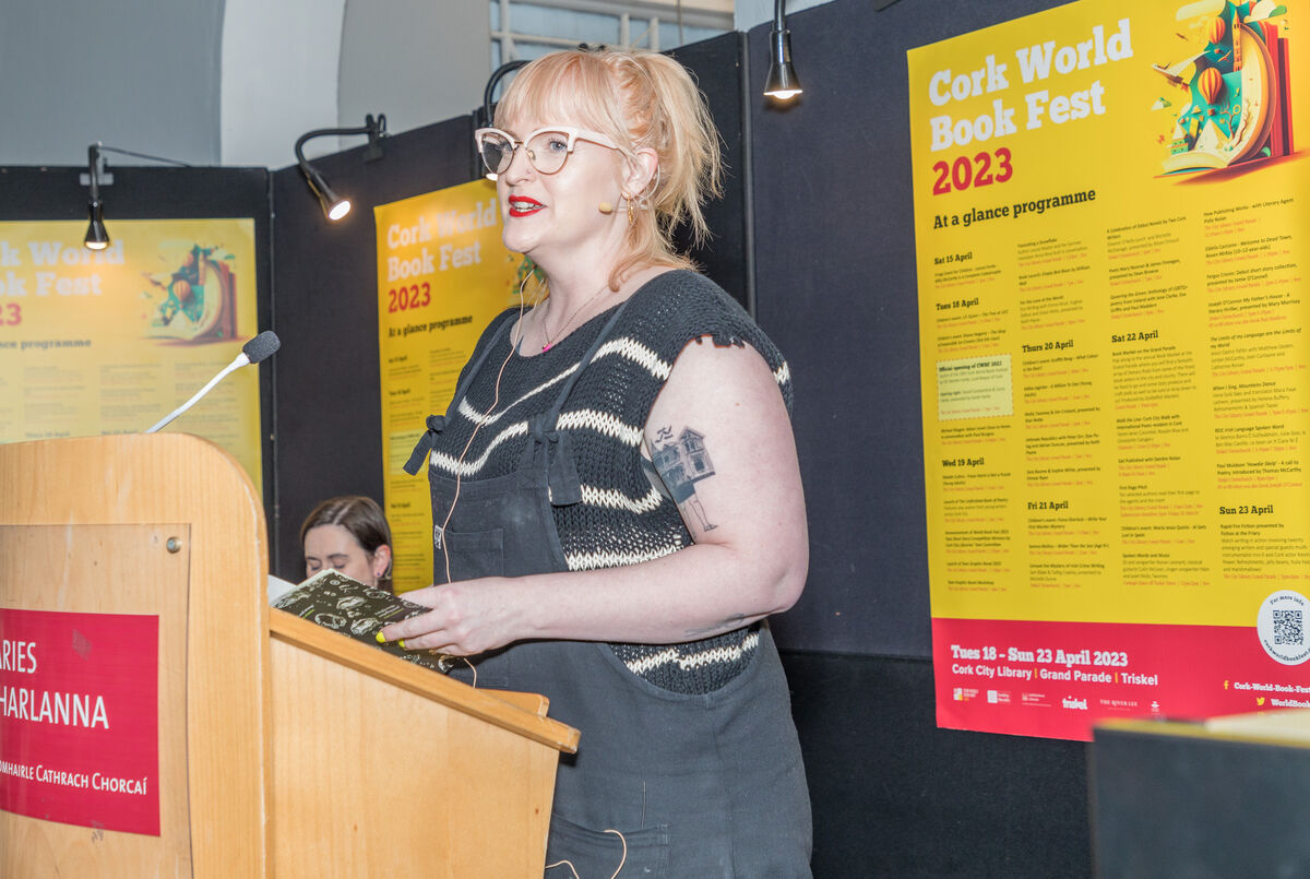 Sophie White doing a reading of her work at the Cork World Book. Picture: David Creedon Sophie White doing a reading of her work at the Cork World Book. Picture: David Creedon