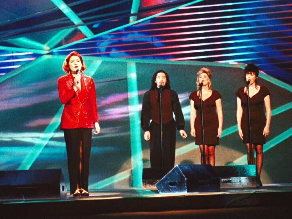 Niamh Kavanagh  at the Eurovision Song Contest in Millstreet in 1993. 