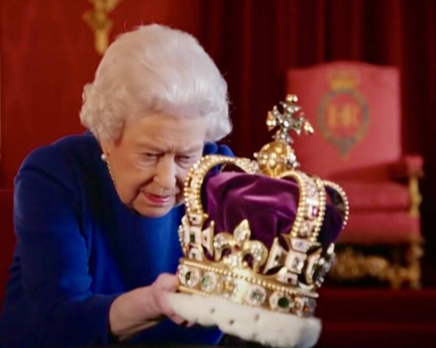 The late Queen Elizabeth II struggles with St Edward's Crown