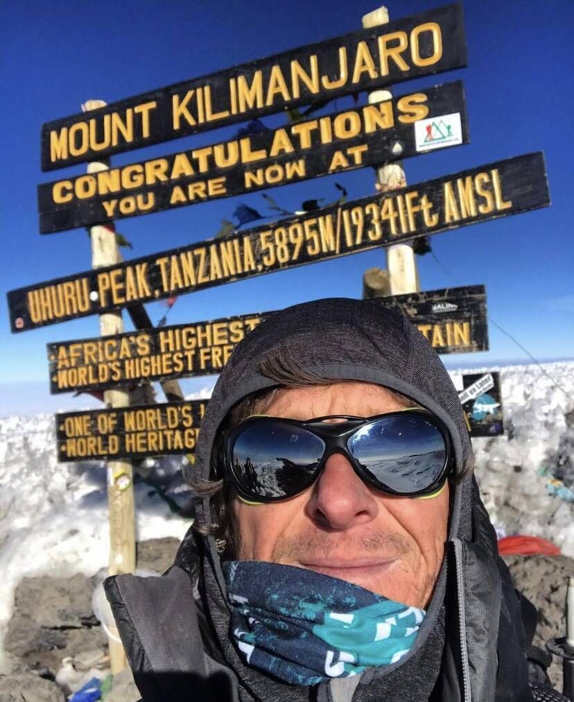 Noel Hanna at the summit of Kilimanjaro with an expedition he led in 2018. Picture: Instagram/noelhannaadventure Noel Hanna at the summit of Kilimanjaro with an expedition he led in 2018. Picture: Instagram/noelhannaadventure