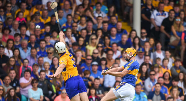 Seamus Callanan of Tipperary in action against Patrick O’Connor of Clare. Photo: David Fitzgerald/Sportsfile