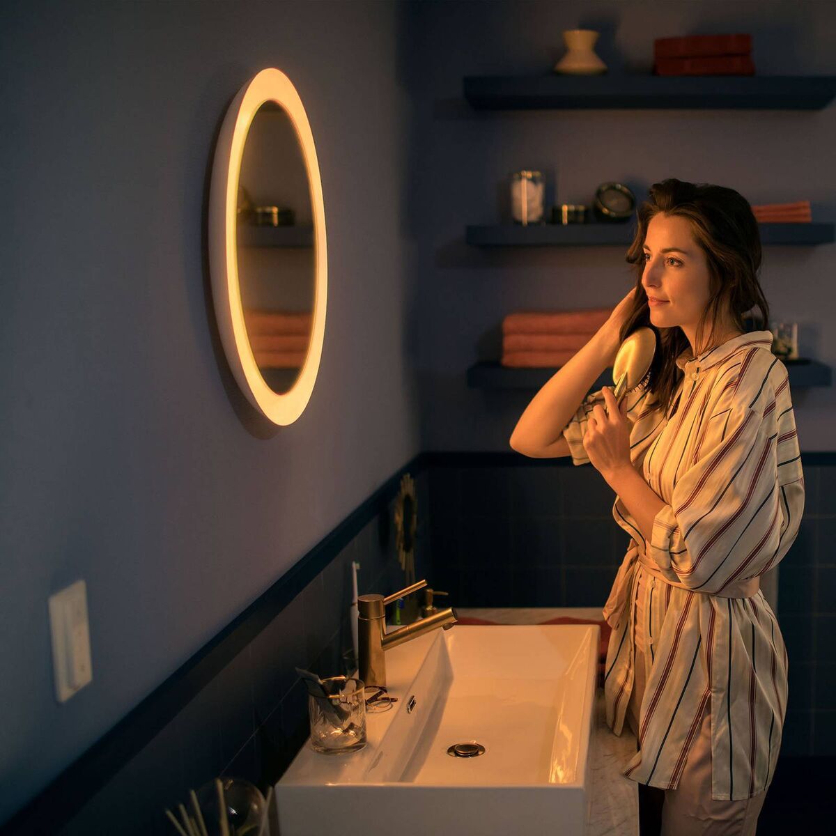 Chromotherapy in the bathroom: Philips Hue Adore, €280, lights.ie. 
