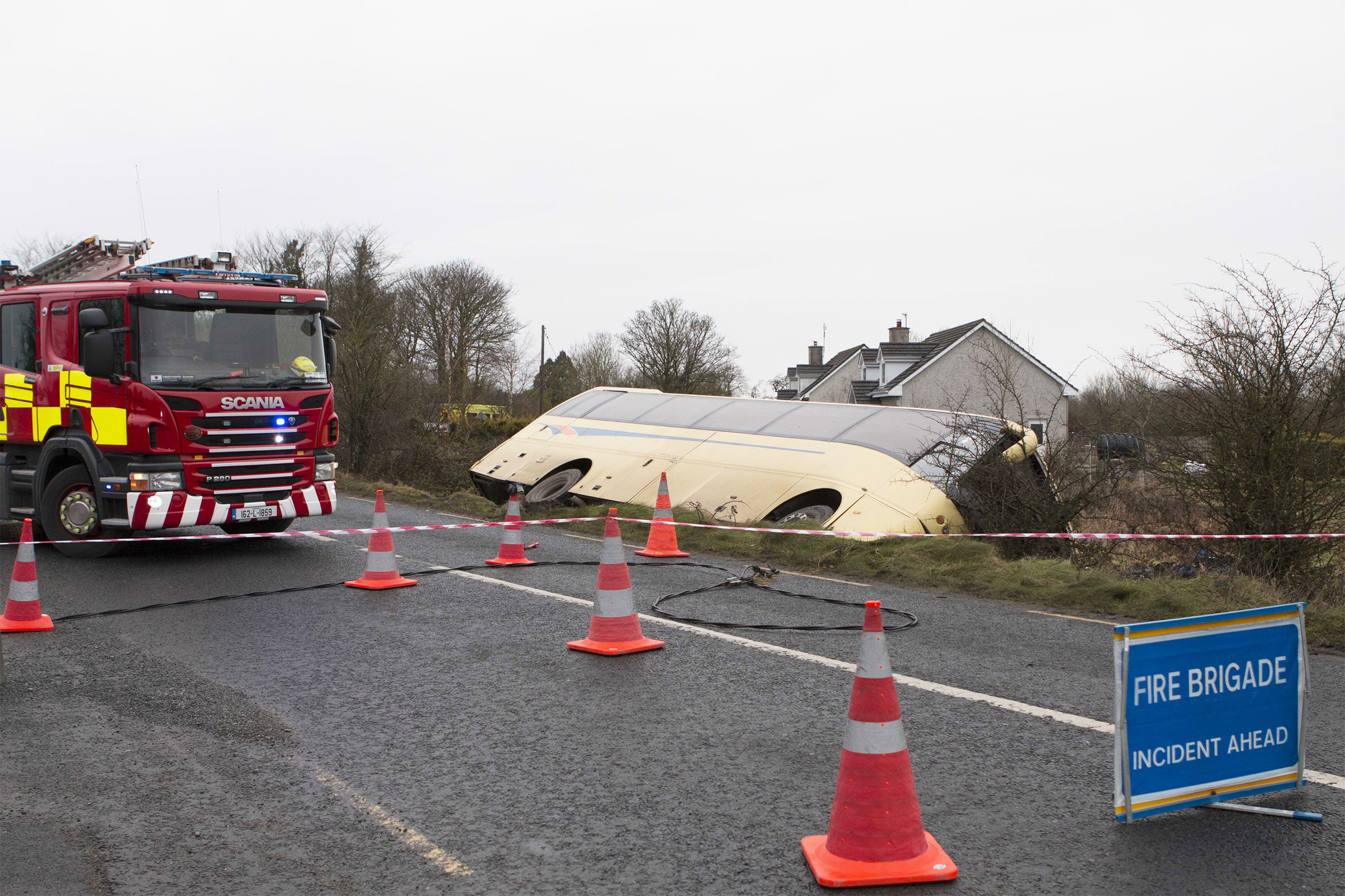 The scene of the bus crash near Caherconlish, Co Limerick, in February 2018. Picture: Press 22
