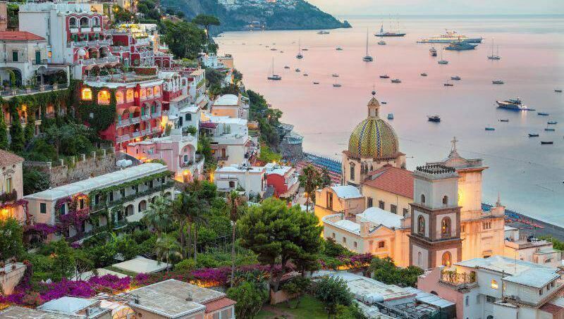 Pastel sunsets in Positano, Amalfi Coast.