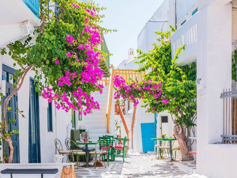 Whitewashed lanes in Mykonos Town.
