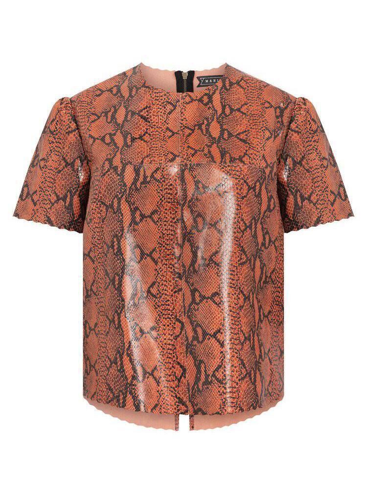 Python Print Leather Tee, €299, Manley Python Print Leather Tee, €299, Manley