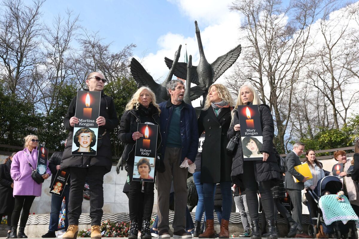 Antoinette Keegan who had two sisters die in the Stardust Fire with Charlie Bird, his wife Claire Mould, others associated with the Stardust disaster before going to the first day of the inquest. Picture: Sasko Lazarov/RollingNews.ie Antoinette Keegan who had two sisters die in the Stardust Fire with Charlie Bird, his wife Claire Mould, others associated with the Stardust disaster before going to the first day of the inquest. Picture: Sasko Lazarov/RollingNews.ie