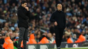 <p>FOOD FOR THOUGHT: Arsenal manager Mikel Arteta (left) and Manchester City manager Pep Guardiola on the touchline during the Premier League match at the Etihad Stadium, Manchester. Picture date: Wednesday April 26, 2023. PA Photo. See PA Story SOCCER Man City. Photo credit should read: Martin Rickett/PA Wire.</p>
