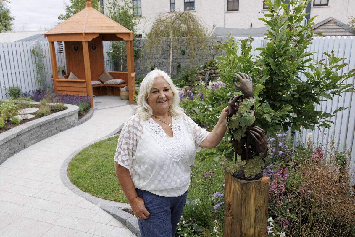 Beth Newman Maguire, a sculptor from Co Meath, in her finished "Super Garden". Picture: Andres Poveda