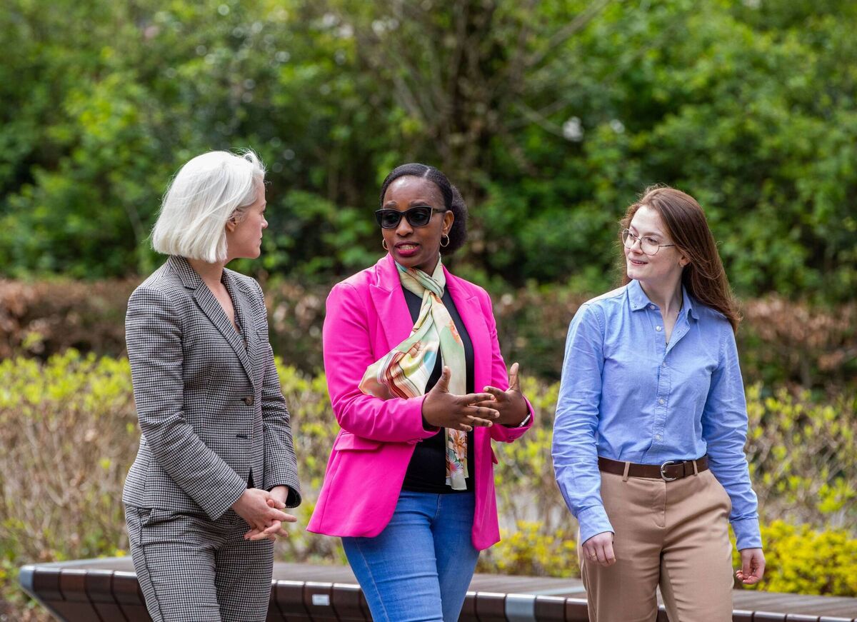 Science Communicator, Kathriona Devereux, Rebecca Tumwebaze, winner, and Eabha Hughes, whose project 'Sustainable Shores: Ireland's Life Below Water': was highly commended. Picture: Alan Place