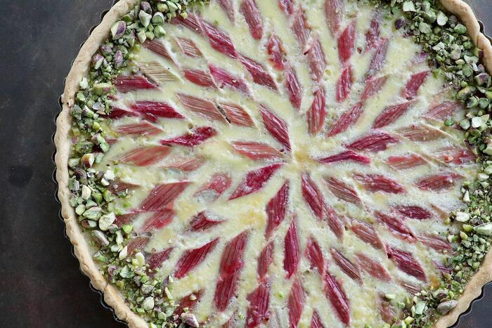 Rhubarb & Custard Tart with Pistachios