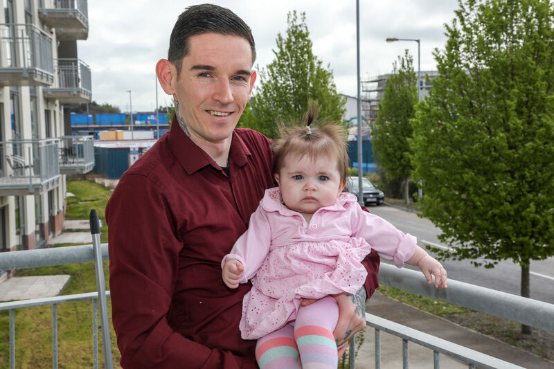 Jonathan O' Mahony with his daughter, Freya, in their new apartment at Cascade Apartments in Carrigtwohill, Co Cork. Picture: David Creedon