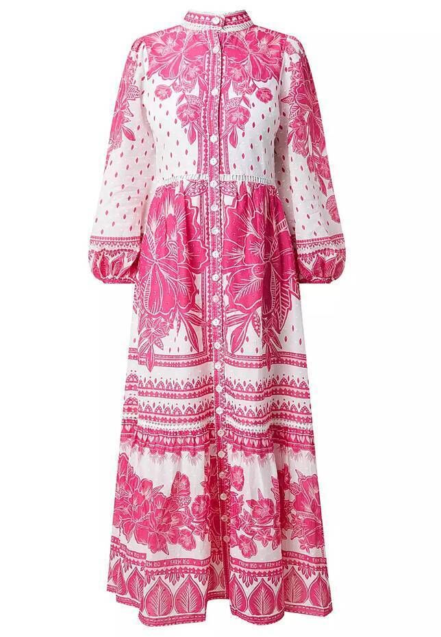 Farm Rio Tropical Woodcut Midi Dress, Brown Thomas, €265