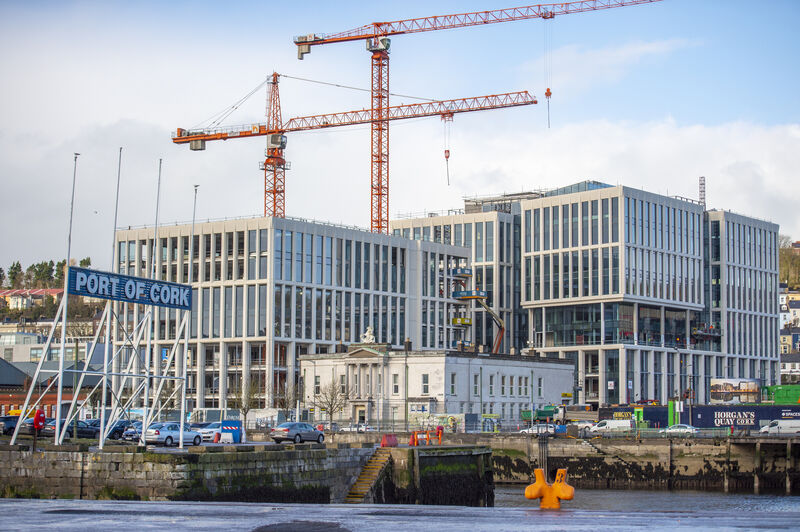 Penrose House and the Penrose Dock  development during construction in 2020. Savills are to take c 4,000 sq ft with mezzanine at the rear of the retained period, limestone fronted  Penrose House. Picture Dan Linehan
