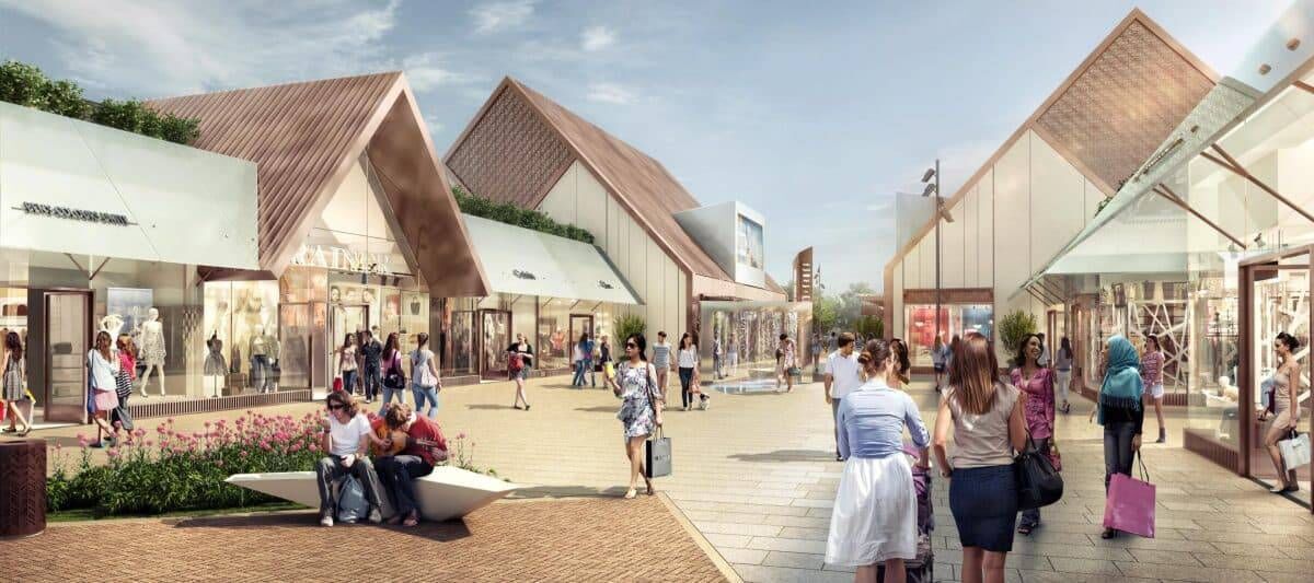 Artist impression of the Carrigtwohill 'Kildare Village' style retail outlet. 