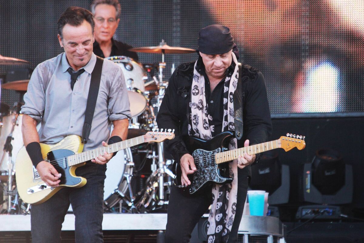 Bruce Springsteen and Steven van Zandt on stage at Páirc Uí Chaoimh in Cork in 2013. Picture: Miki Barlok