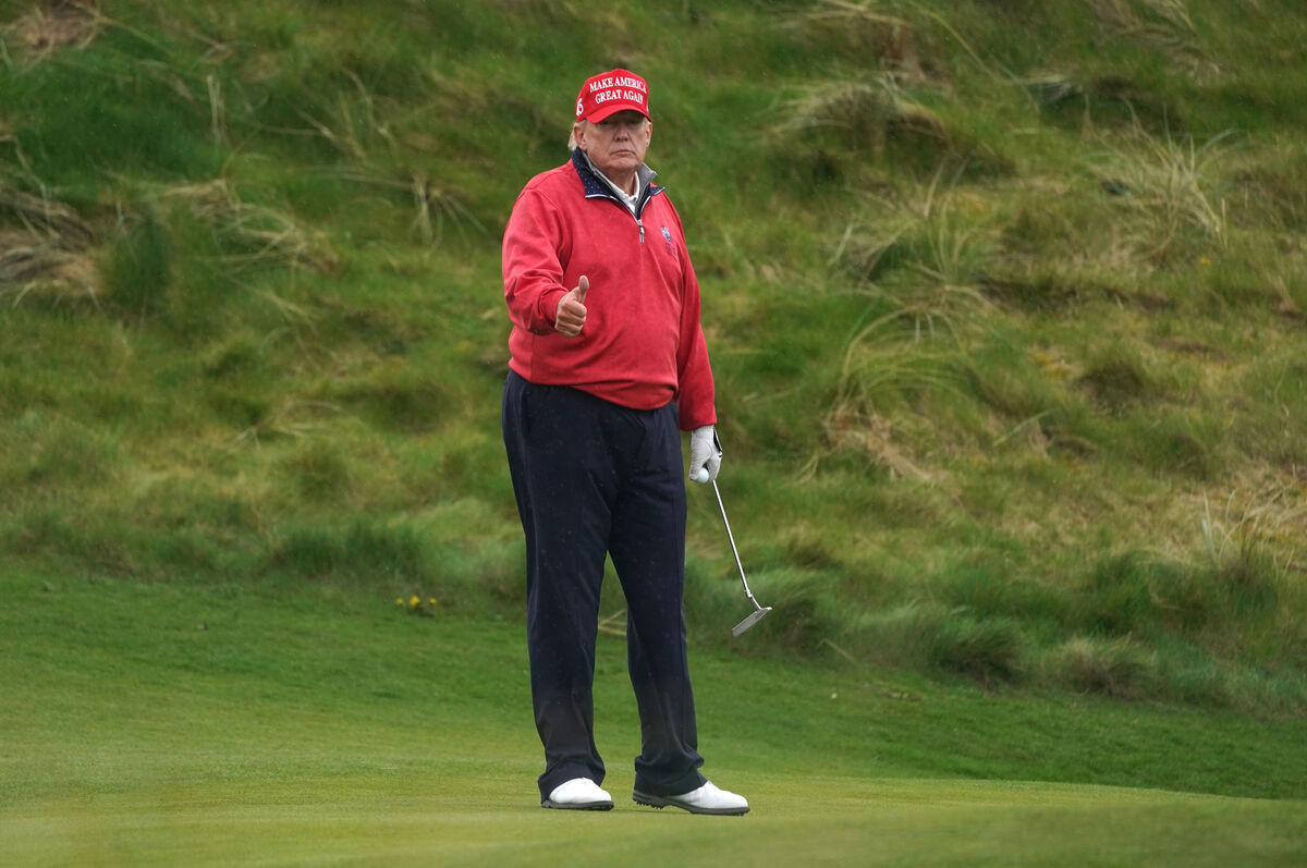 Former US president Donald Trump playing golf at Trump International Golf Links & Hotel in Doonbeg, Co. Clare, Former US president Donald Trump playing golf at Trump International Golf Links & Hotel in Doonbeg, Co. Clare,