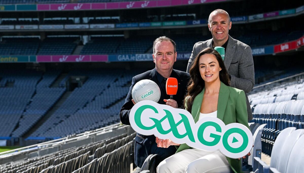 HURLING GOING GONE? Mike Finnerty, left, Aisling O’Reilly and Dave McIntyre at the announcement of the GAAGO commentary teams in Croke Park. Photo by Brendan Moran/Sportsfile HURLING GOING GONE? Mike Finnerty, left, Aisling O’Reilly and Dave McIntyre at the announcement of the GAAGO commentary teams in Croke Park. Photo by Brendan Moran/Sportsfile