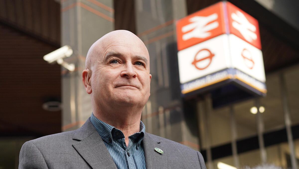 RMT general secretary Mick Lynch on a picket line outside Euston station in London, as members of the Rail, Maritime and Transport union begin their nationwide strike along with London Underground workers in a bitter dispute over pay, jobs, and conditions