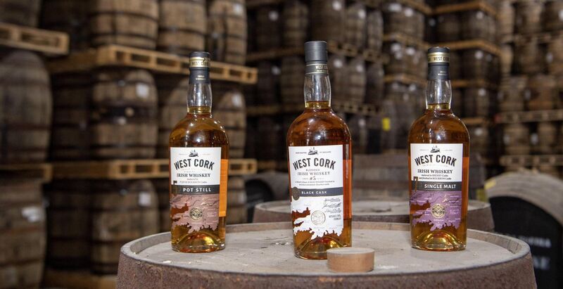 Five-year-old Pot Still, Black Cask and seven-year-old single malt in the maturation warehouse.