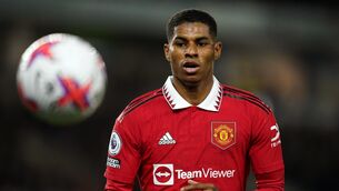 <p>EYES ON THE PRIZE: Manchester United's Marcus Rashford during the Premier League match against Brighton. Pic: Adam Davy/PA Wire</p>