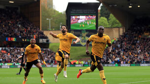 Toti Gomes celebrates his winner against Aston Villa (Bradley Collyer/PA)