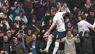 <p>Tottenham Hotspur's Harry Kane celebrates scoring their side's first goal of the game during the Premier League match at the Tottenham Hotspur Stadium, London. Picture: John Walton/PA Wire </p>