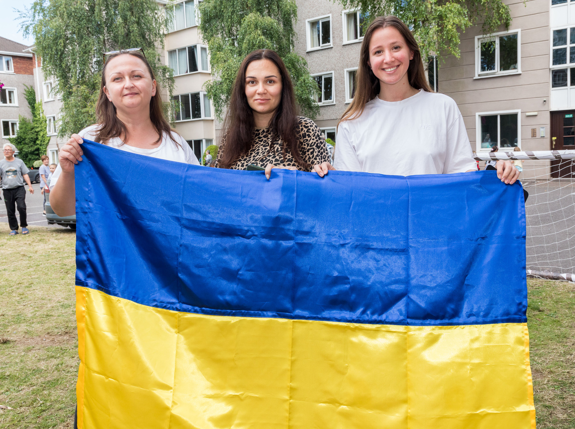 Ukrainian refugees Viktoria Tymoshchuk, Hanna Stolbova and Maria Pavlova who are temporarily staying at the Student Village Accommodation on the Carrigrohane Road, Cork. - Picture David Creedon
