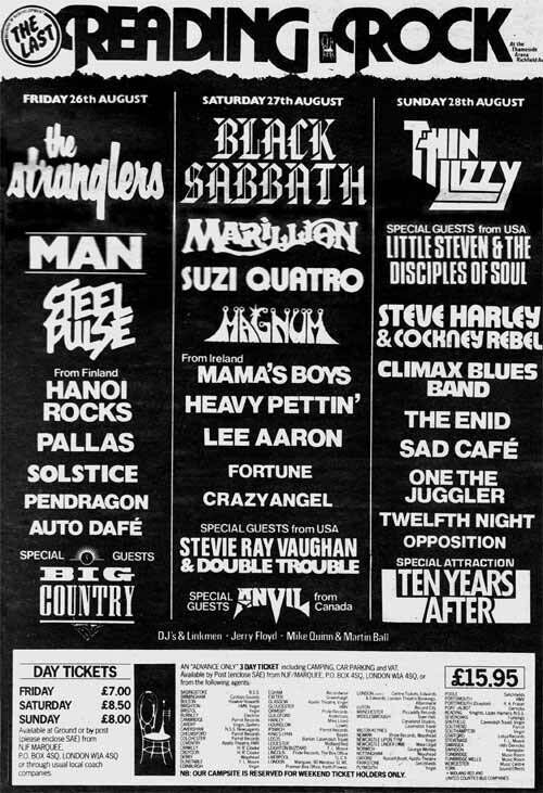 Auto da Fé on the bill at the Reading Rock Festival in 1983. 