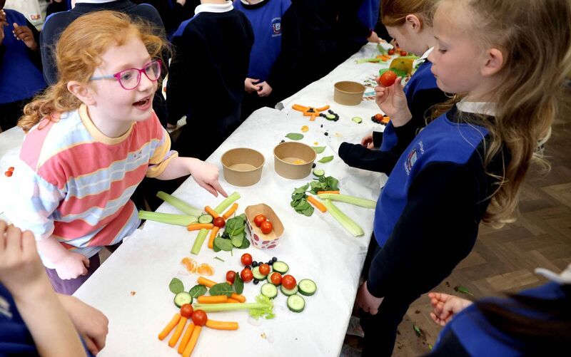 Students in Assumption Junior National School in Walkinstown taking part in Healthy Eating Week. Students in Assumption Junior National School in Walkinstown taking part in Healthy Eating Week.