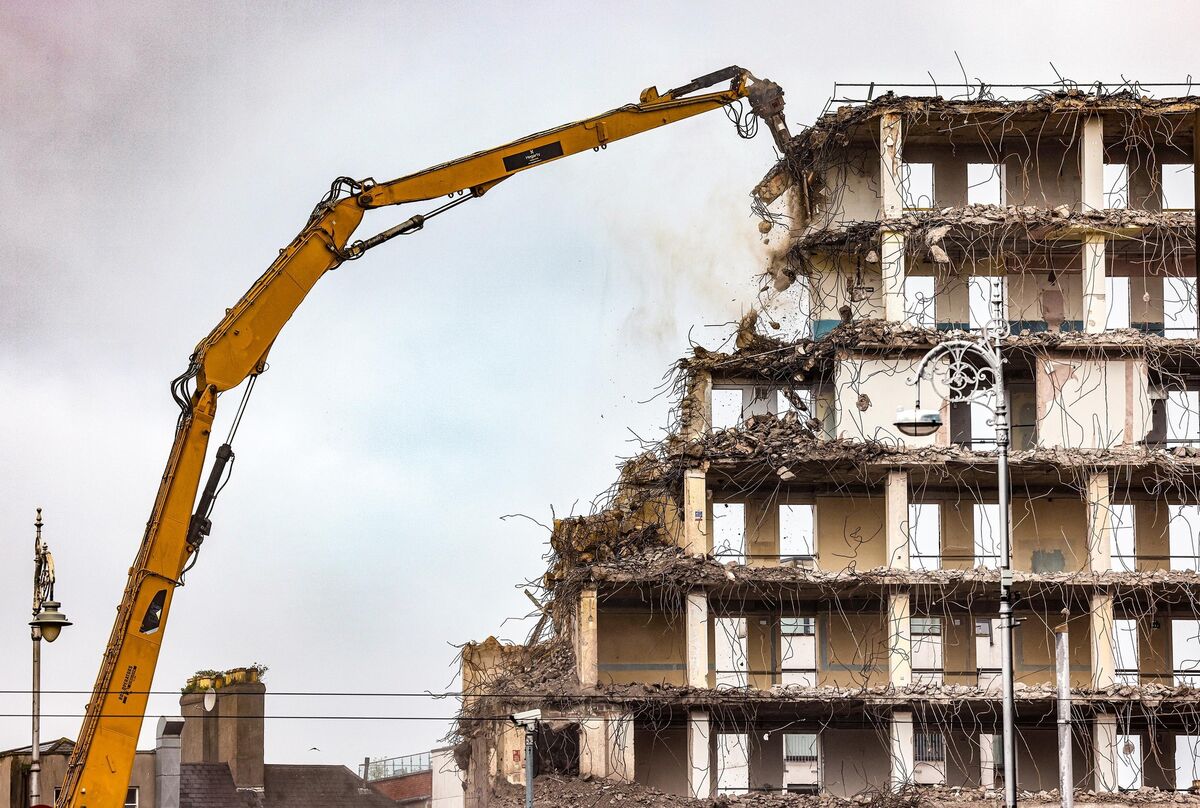Demolition of the former Garda headquarters on Harcourt Square in April. Picture: Marc O'Sullivan