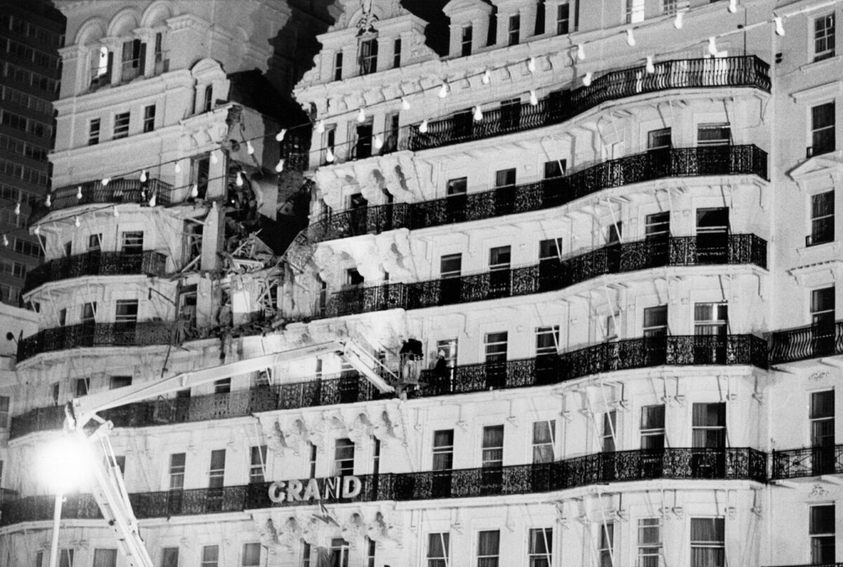 The aftermath of the IRA bombing of the Grand Hotel in Brighton.