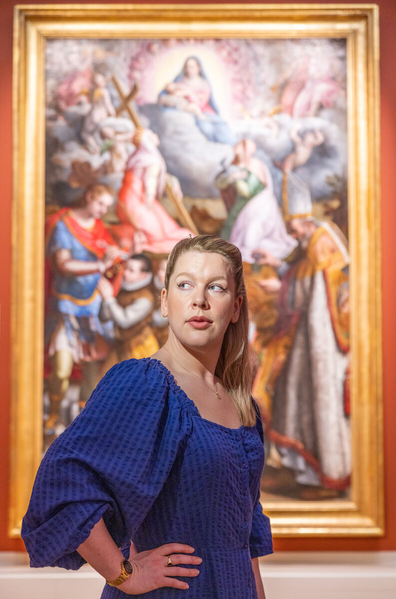 Dr Aoife Brady, Curator, National Gallery of Ireland in front of ‘Consecration to the Virgin’, 1599 at the launch of the landmark exhibition celebrating works of first professional woman artist Lavinia Fontana in The National Gallery of Ireland. Dr Aoife Brady, Curator, National Gallery of Ireland in front of ‘Consecration to the Virgin’, 1599 at the launch of the landmark exhibition celebrating works of first professional woman artist Lavinia Fontana in The National Gallery of Ireland.
