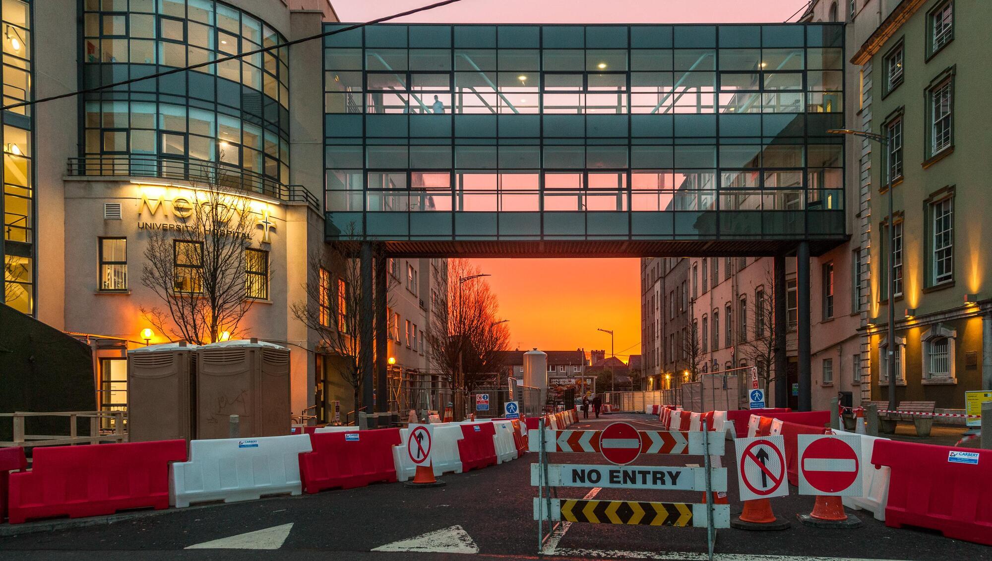 Diversions near Mercy University Hospital in Cork in April 2020 due to putting covid-19 measures in place. On Sunday, Henry St will shut due to a convoy moving an MRI unit to Rosslare Port. File picture; David Creedon